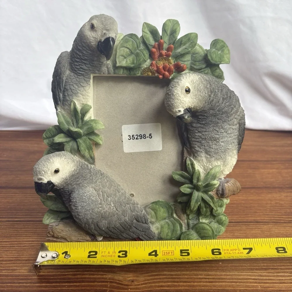 E&S Imports African Grey Parrots 3D Resin Picture Frame Tropical Photo Frame